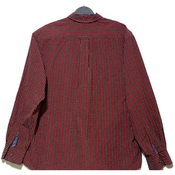 Izod Button Up Dress Shirt Red Plaid Men's Size Large Long Sleeve - Picture 7 of 8